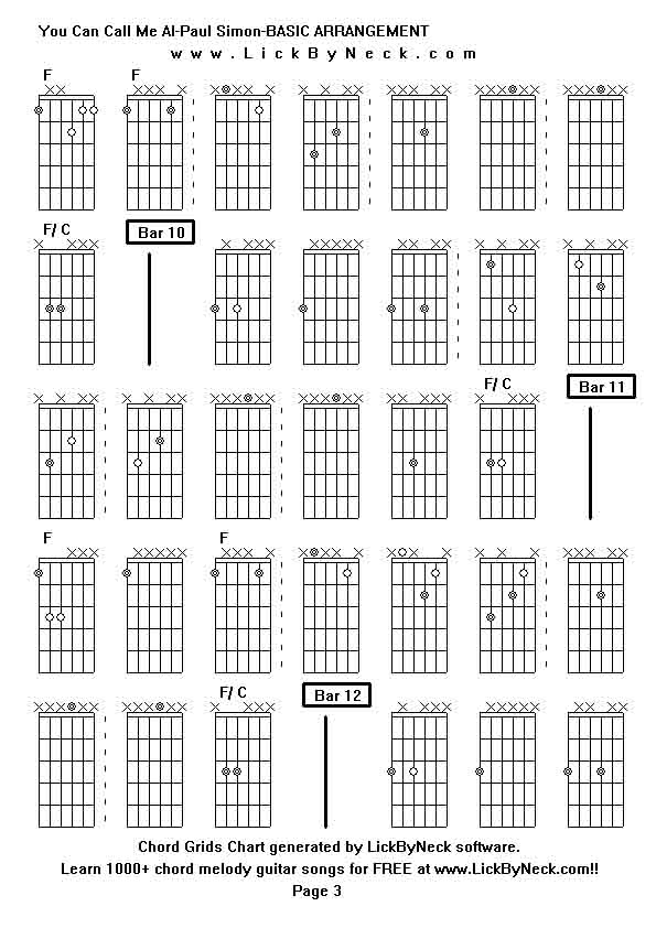 Chord Grids Chart of chord melody fingerstyle guitar song-You Can Call Me Al-Paul Simon-BASIC ARRANGEMENT,generated by LickByNeck software.